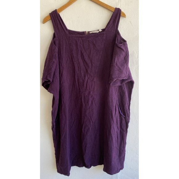 Soft Surroundings Tops - Soft Surroundings Top Emelia 1X Purple Linen Blend Cold Shoulder Lagenlook